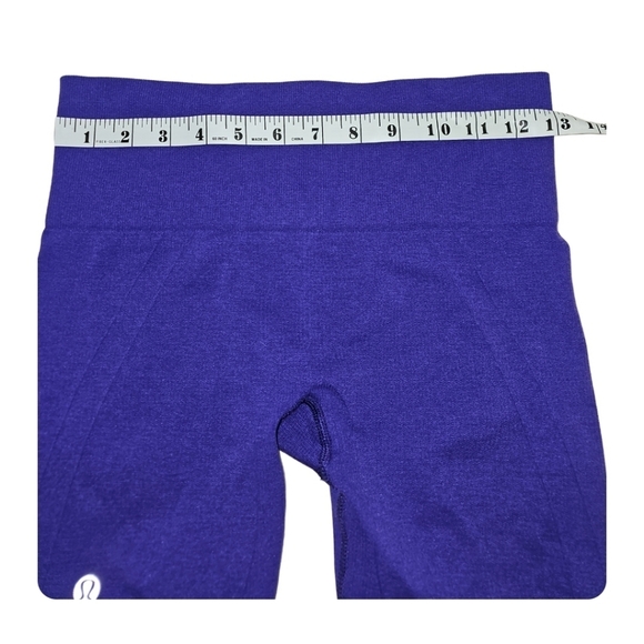 Lululemon Flow Crop ll Purple Heathered Legging Ruched Cinched Sides Seamless - Picture 10 of 14